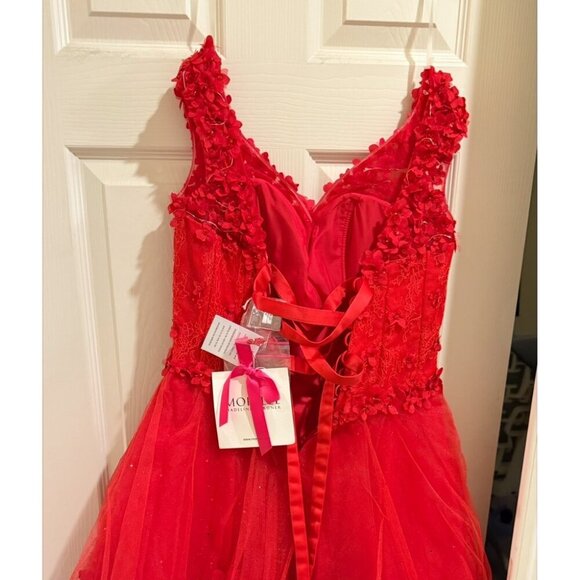 NWT Mori Lee 9600 Tulle Cocktail Dress Scarlet Size 4 - Picture 7 of 8